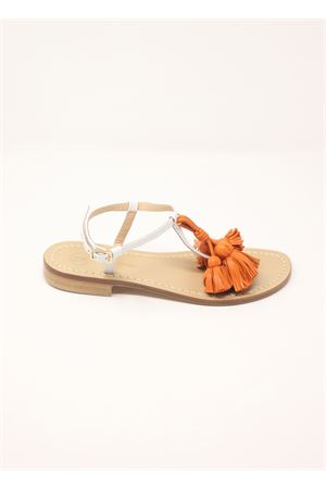 White sandals with orange tassels Da Costanzo | NAPPINEGRBIANCOARANCIO